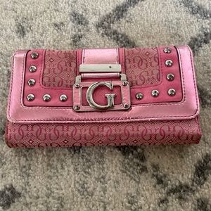 Guess pink metallic wallet
